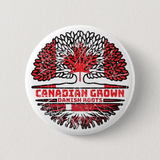 Danish Denmark Canadian Canada Tree Roots Flag Button (Vorderseite)