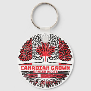 Danish Denmark Canadian Canada Tree Roots Flag Schlüsselanhänger
