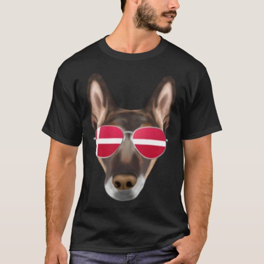 Danish Flag Belgian Malinoi Dog Denmark Pocket T-Shirt (Vorderseite)