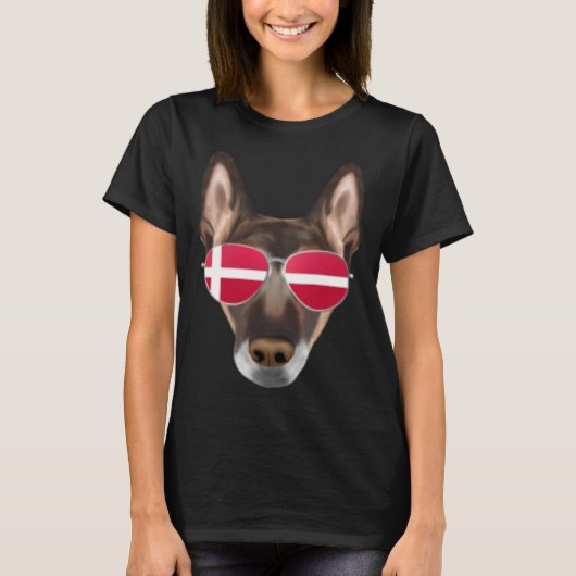 Danish Flag Belgian Malinoi Dog Denmark Pocket T-Shirt (Vorderseite)