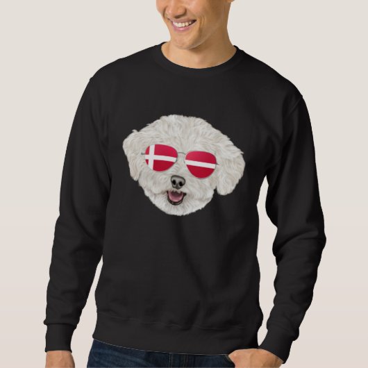 Danish Flag Bichons Frise Dog Denmark Pocket Sweatshirt (Vorderseite)
