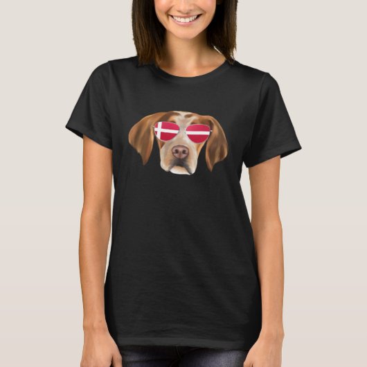 Danish Flag Brittany Dog Denmark Pocket T-Shirt (Vorderseite)