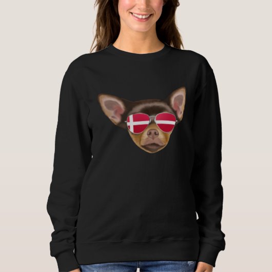 Danish Flag Brown Chihuahua Dog Denmark Pocket Sweatshirt (Vorderseite)