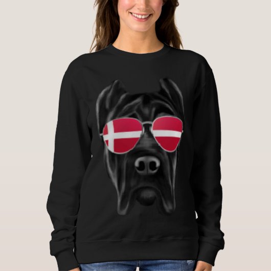Danish Flag Cane Corso Dog Denmark Pocket Sweatshirt (Vorderseite)