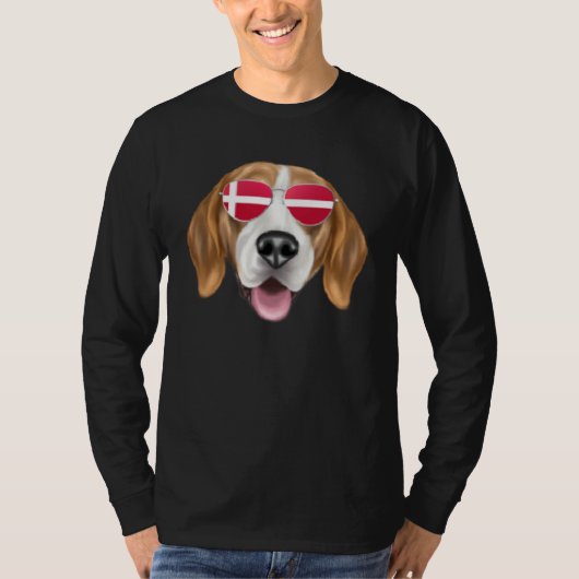 Danish Flag Harrier Dog Denmark Pocket T-Shirt (Vorderseite)