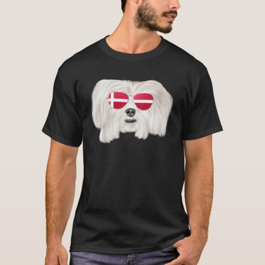 Danish Flag Maltese Dog Denmark Pocket T-Shirt (Vorderseite)
