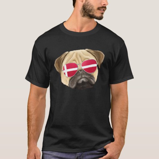 Danish Flag Pug Dog Denmark Pocket T-Shirt (Vorderseite)