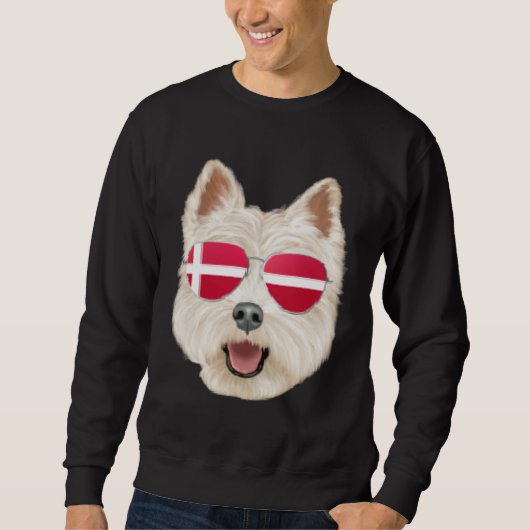 Danish Flag West Highland White Terrier Dog Denmar Sweatshirt (Vorderseite)