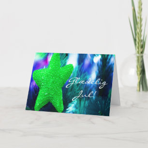 Danish Glædelig Jul, Godt Nytår Green Star III Feiertagskarte