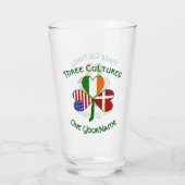 Danish Irish American Flags Shamrock Personalized  Glas (Rückseite)