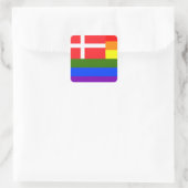 DANISH LGBT RAINBOW FLAG DÄNEMARK PRIK QUADRATISCHER AUFKLEBER (Tasche)