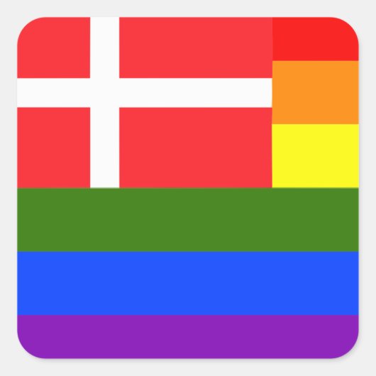 DANISH LGBT RAINBOW FLAG DÄNEMARK PRIK QUADRATISCHER AUFKLEBER (Vorderseite)