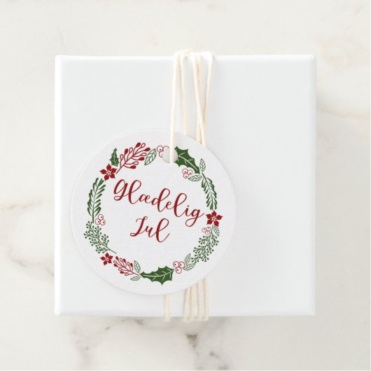 Danish Merry Christmas, Glæjul, Custom Geschenkanhänger (Beispiel)