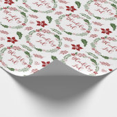 Danish Merry Christmas Wreath, Glæig jul. Geschenkpapier (Ecke)