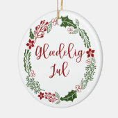Danish Merry Christmas Wreath, Glæig jul. Keramik Ornament (Links)