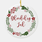 Danish Merry Christmas Wreath, Glæig jul. Keramik Ornament (Hinten)