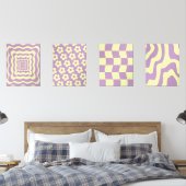 Danish Pastel Abstrakt Yellow Lila Bilderwand Sets (Schlafzimmer)