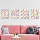 Danish Pastel Abstrakt Yellow Lila Bilderwand Sets (Wohnzimmer)