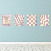 Danish Pastel Abstrakt Yellow Lila Bilderwand Sets (Holzboden)