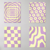 Danish Pastel Abstrakt Yellow Lila Bilderwand Sets (Vorderseite)
