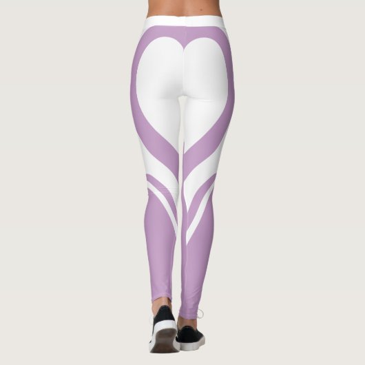 Danish Pastel Lila White Heart Hintern Slogan Leggings (Rückseite)