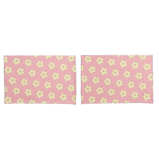 Danish Pastel Pink Yellow Niedlich Daisy Muster Kissenbezug (Vorderseite-Set)
