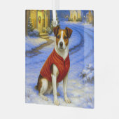 Danish-Swedish Farm Dog Holiday Card Ornament Aus Glas (Vorderseite links)