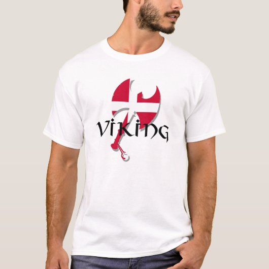 Danish Viking Denmark flagge Ax T-Shirt (Vorderseite)