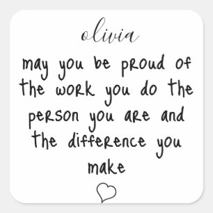 Dank an das Sprichwort für die Mitarbeiter Quadratischer Aufkleber