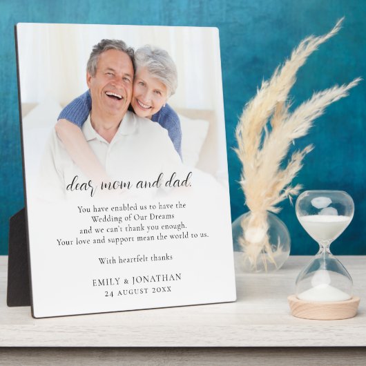 Dank an Eltern von Neuverheirateten Fotoplatte (Seite)