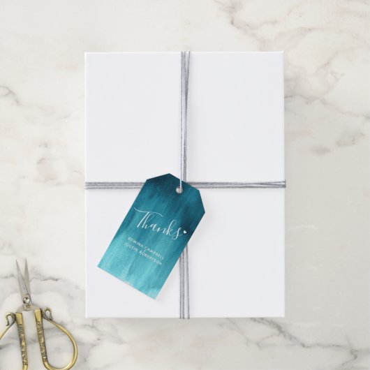 Dank aquamariner abstrakter Hochzeitsmarken oder G Geschenkanhänger (Mit Garn)