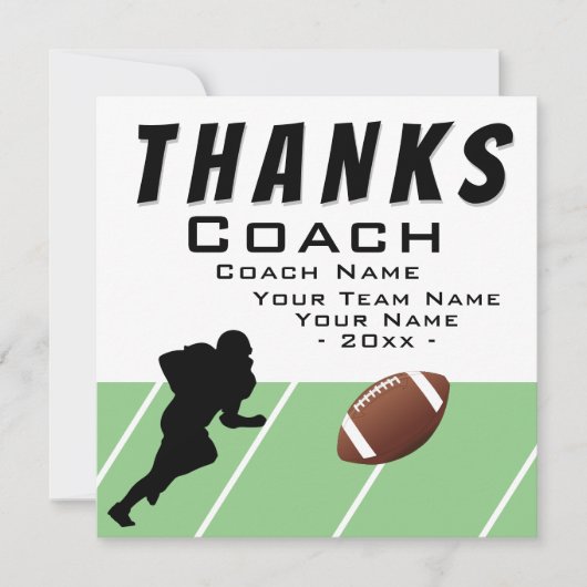 Dank Coach Football Player extra Größe Dankeskarte (Vorderseite)