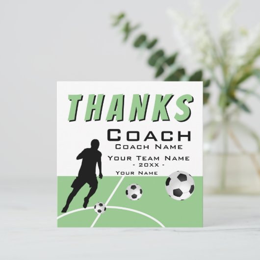 Dank Coach Soccer Player Extra Größe Dankeskarte (Stehend Vorderseite)