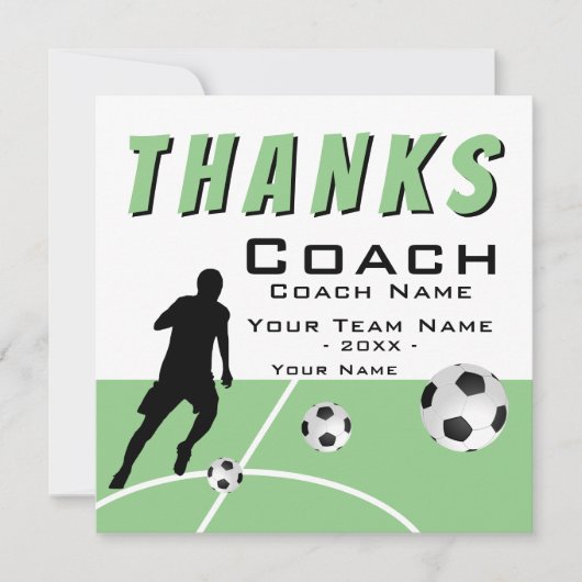 Dank Coach Soccer Player Extra Größe Dankeskarte (Vorderseite)