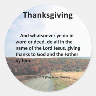 Dank das Vater-Erntedank Colossians 3:17 Runder Aufkleber