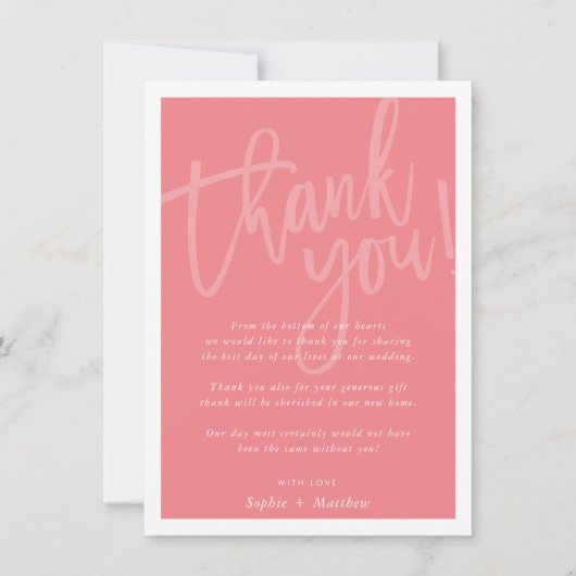 DANK, DASS DU das Schriftskript Korallenrosa gestr Einladung (Vorderseite)