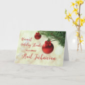 Dank dem Weihnachtsbaumschmuck des Nageltechnikers Karte (Gelbe Blume)