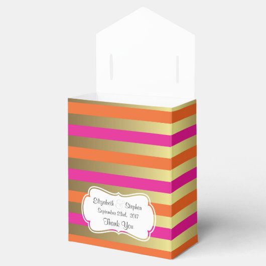 Dank der Hochzeit von rosa und goldfarbenen Metall Geschenkschachtel (Geöffnet)