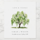 Dank der Hochzeit von Rustic Green Watercolor Will Weinetikett (Einzelnes Label)