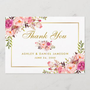 Dank der Hochzeitsfeier mit dem blorrosa Blush Gol Dankeskarte