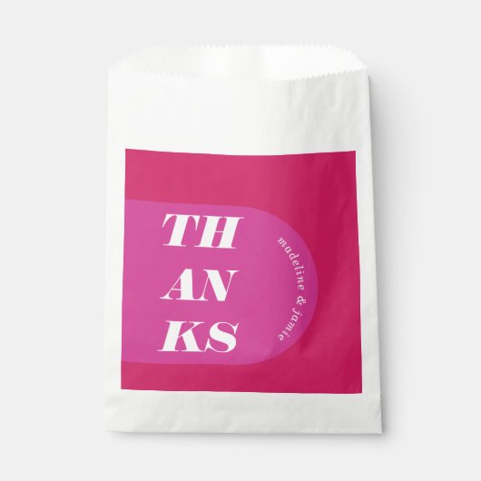 Dank des modernen Minimal Bright Pink Retro Arch Geschenktütchen (Vorderseite)