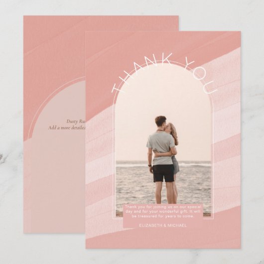 DANK DES MODERNEN, rosa gestrichenen FOTOS Einladung (Vorne/Hinten)