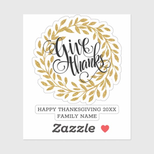 Dank des modernen typografischen Golddruckes Aufkleber (Blatt)