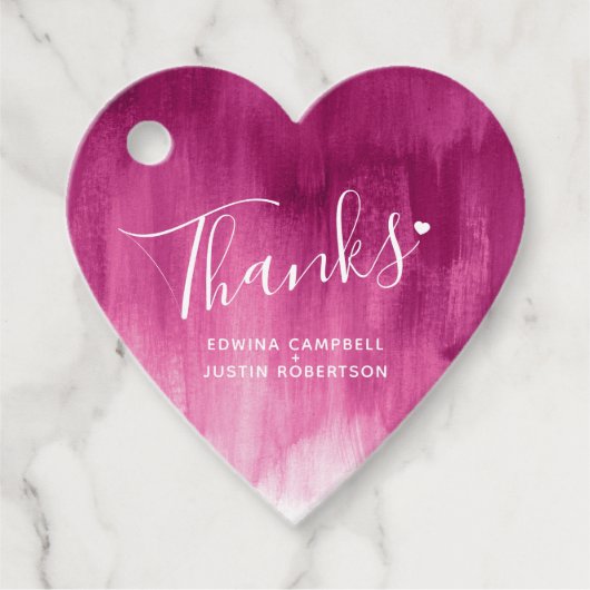 Dank dunkelrosa abstrakte Gastgeschenk Hochzeit-Ta Geschenkanhänger (Vorderseite)