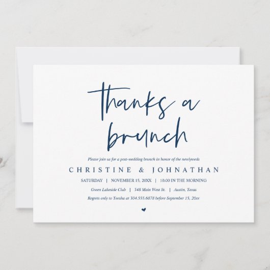 Dank einem Brunch, Post Hochzeit feiern einladend Einladung (Vorderseite)