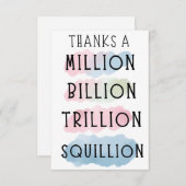 Dank einer Million, Milliarden, Billionen, Dankeskarte (Vorne/Hinten)