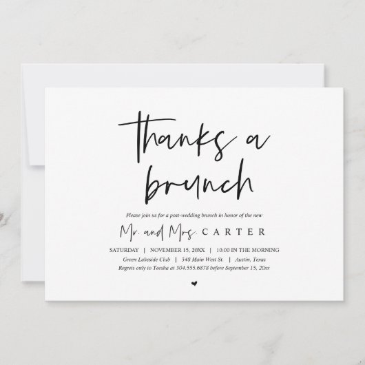 Dank eines Brunch, Post Hochzeit feiern Einladung (Vorderseite)