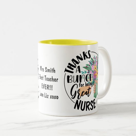 Dank eines Bunch Nurse Tasse Blumengeschenke (VorderseiteRechts)