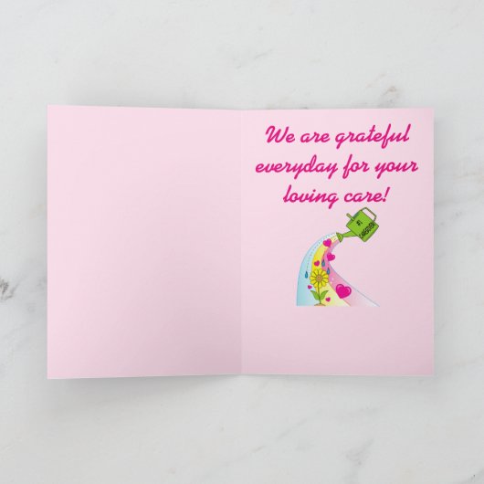 Dank eines Caregiver Rainbow and Hearts Dankeskarte (Innenseite)