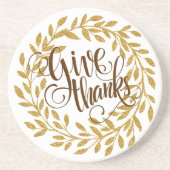 Dank Extravaganten Text mit Goldkranz Sandstein Untersetzer (Vorne)